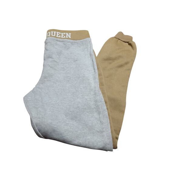 Women's Sweatpants M Colorblock- Love Love Love Mocha And Gray NWT - Picture 4 of 5